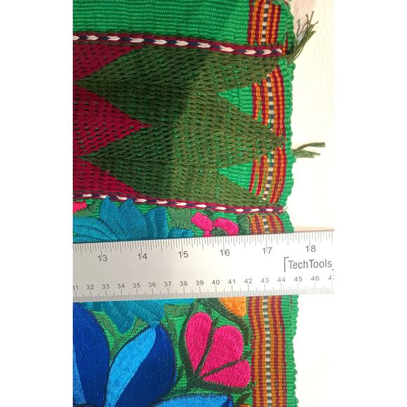 Mexican Handmade Traditional Woven Embroidered Bright Floral Table Runner 96X17 - Picture 5 of 10